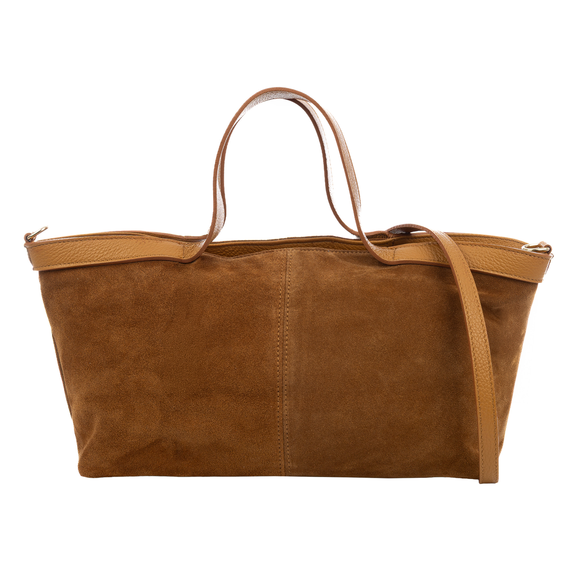 Bassignana Bolso Tote Mujer. Piel auténtica Gamuza con detalles Dollaro.