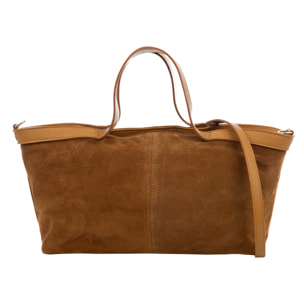 Bassignana Bolso Tote Mujer. Piel auténtica Gamuza con detalles Dollaro.