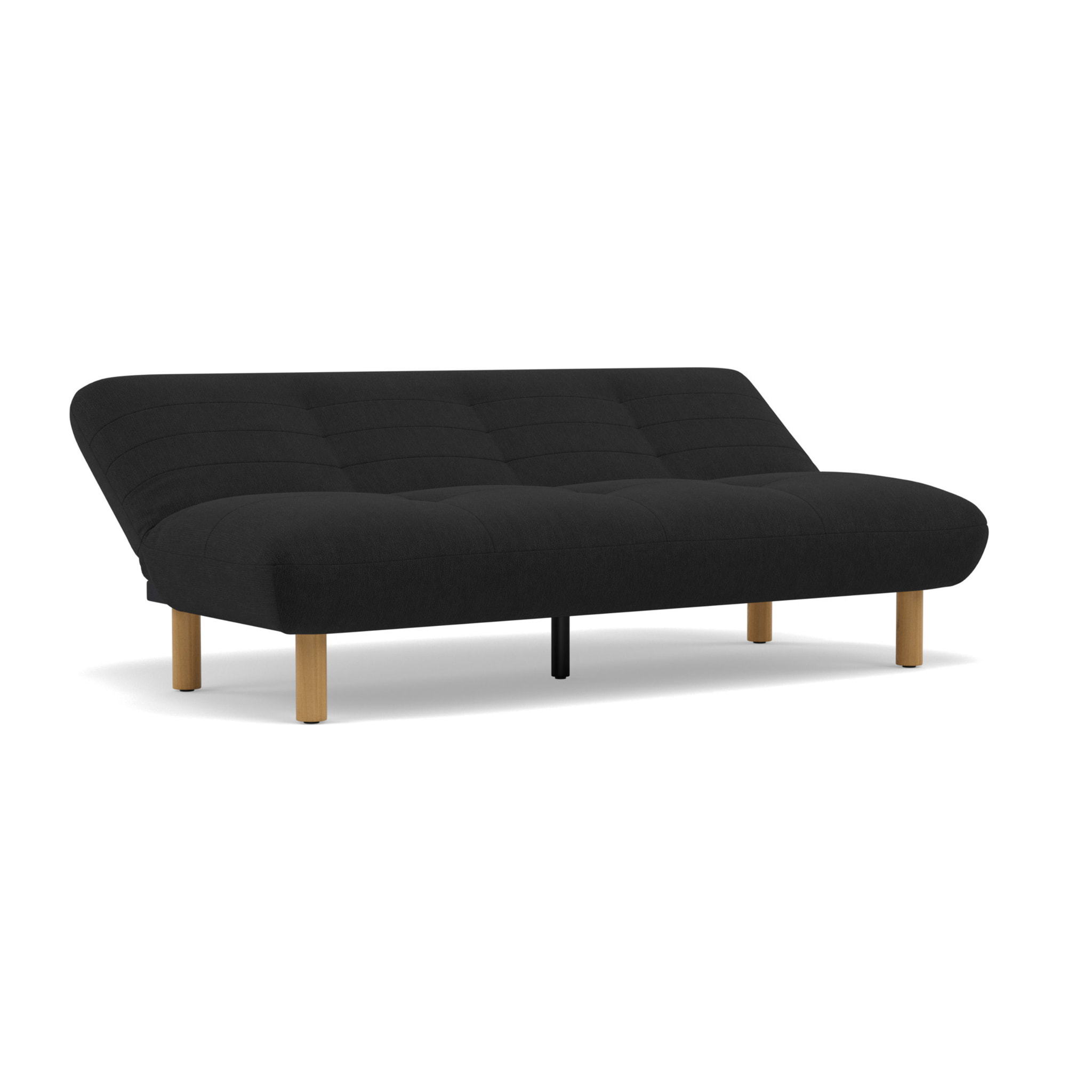 Soan - Banquette 2 places convertible clic-clac en velours texturé - Noir