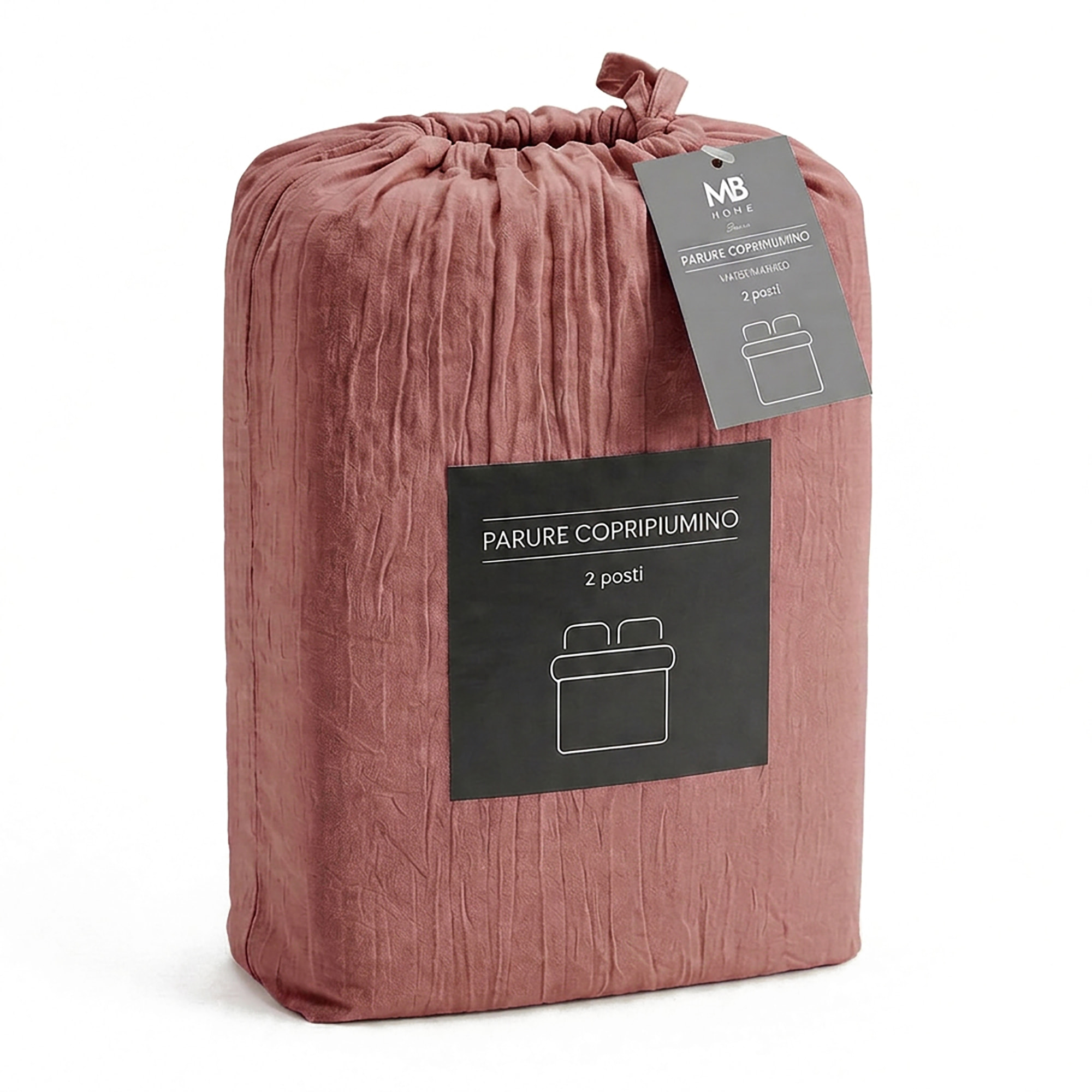 PARURE COPRIPIUMINO WATER WASHED, 100% Microfibra, No Stiro - ROSSO CORALLO