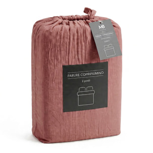 PARURE COPRIPIUMINO WATER WASHED, 100% Microfibra, No Stiro - ROSSO CORALLO