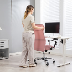 Fauteuil de bureau manager design réglable piètement acier chromé accoudoirs noir maille rose
