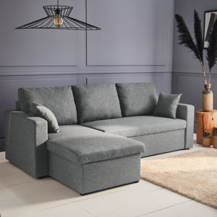 Canapé d'angle convertible réversible 3 places tissu avec coffre IDA