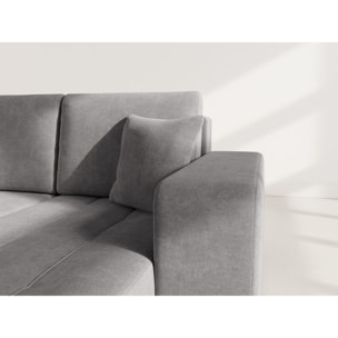 Nicole - canapé d'angle réversible 4 places convertible avec coffre en tissu - Gris