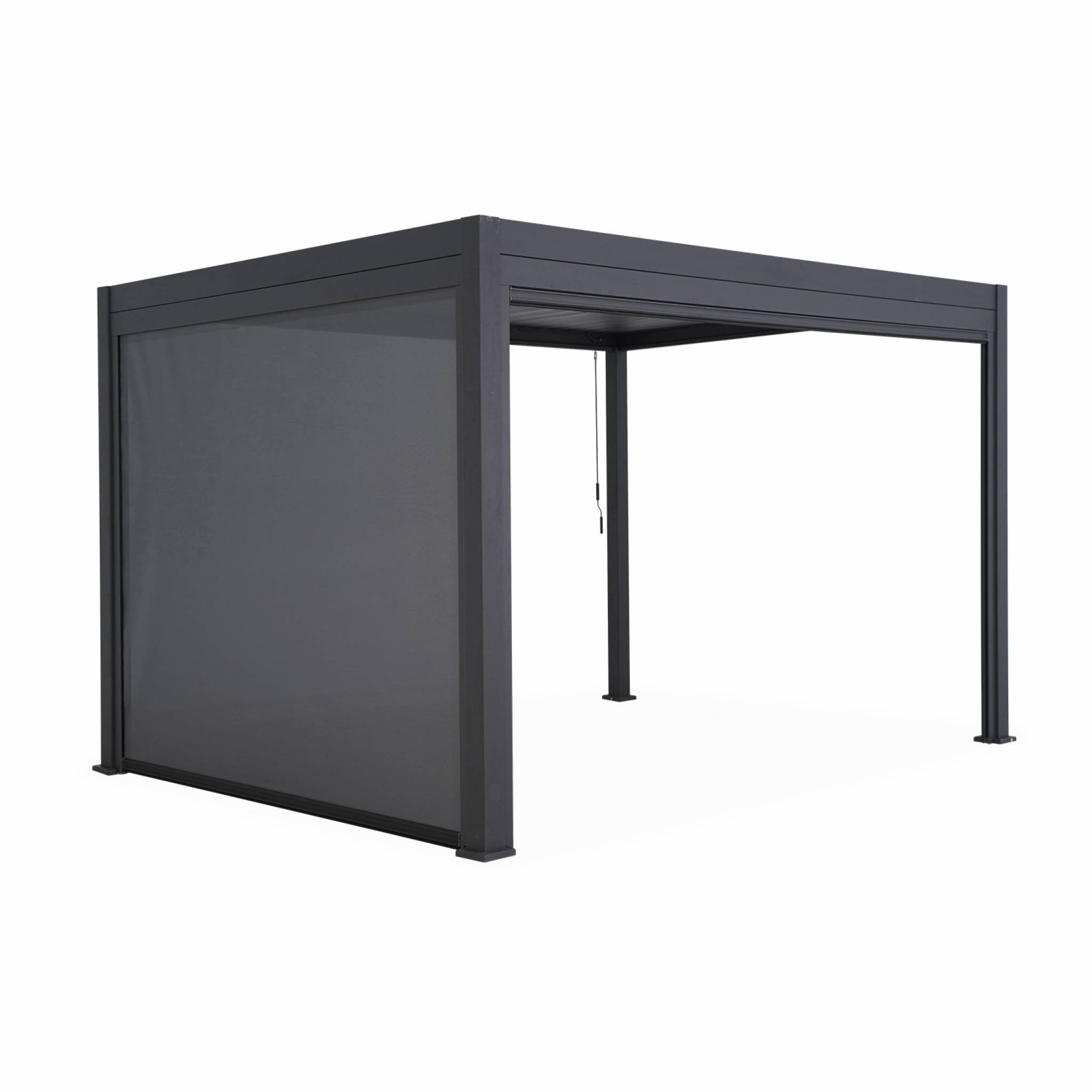 Pergola Bioclimatique gris anthracite – Triomphe – 300x400cm. aluminium. à lames orientables + store 300cm