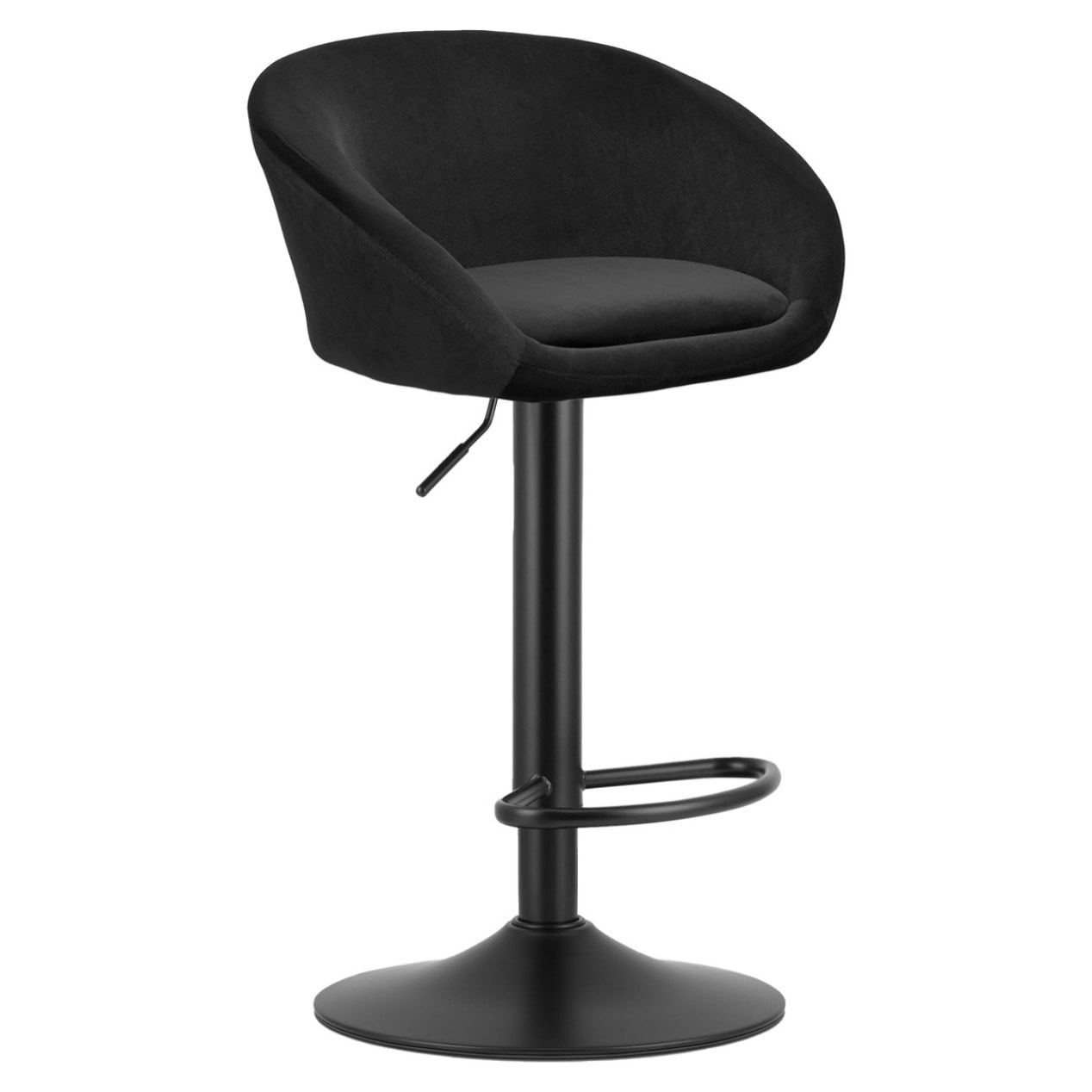 Sgabello da bar East in velluto nero con base girevole