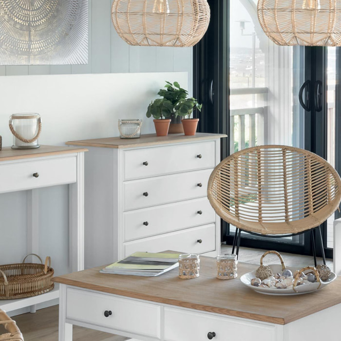 Commode "Solen" bois blanc 5 tiroirs