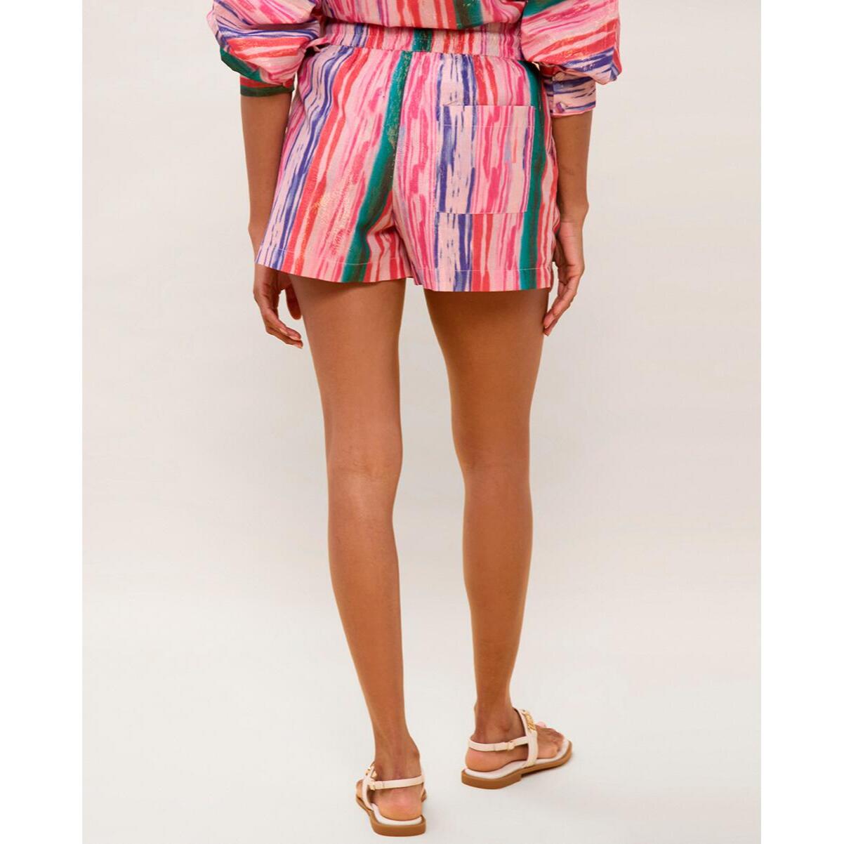 Pantaloncini multicolor con elastico in vita