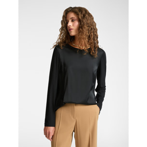 Elena Mirò - T-shirt in due tessuti - Nero