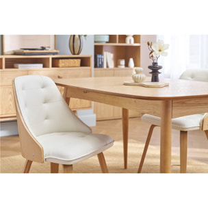 Chaise design blanc et bois clair FLUFFY
