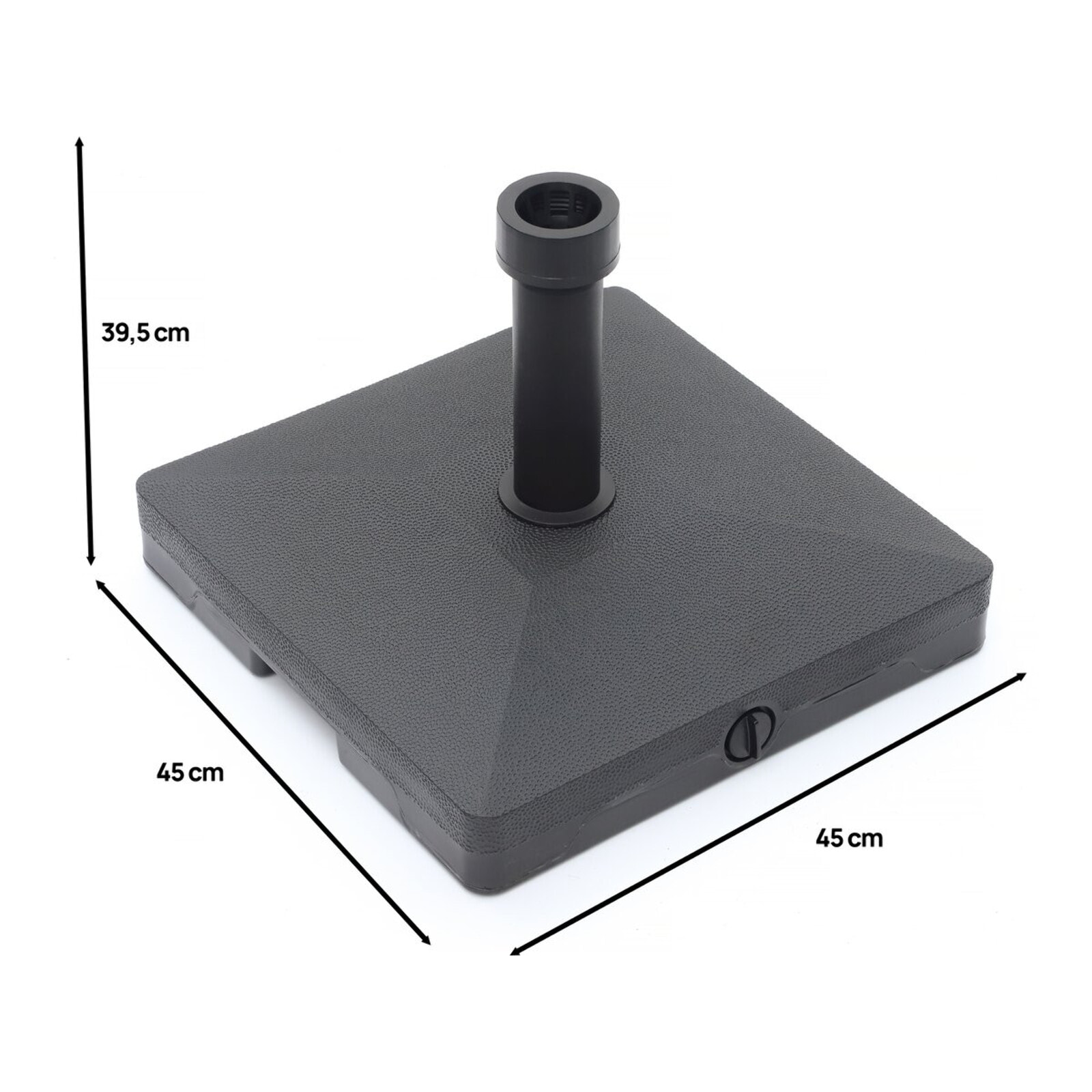 Pieds de parasol a lester 45 x 45 cm avec roulettes - 18 kg - Noir