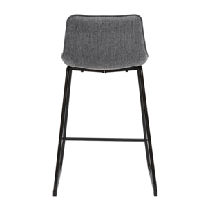 Tabourets de bar en tissu effet velours texturé gris et métal H65 (lot de 2) BOOST