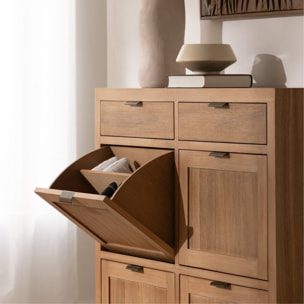 Meuble à chaussures Turin -placage en bois naturel d'acacia-couleur antique 110 x 103 x 30 cm