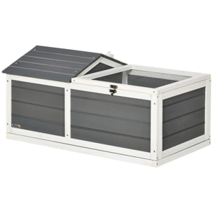 Enclos pour tortue - parc pour tortue - niche, enclos extérieur grillagé, toit ouvrant verrouillable - sapin gris blanc