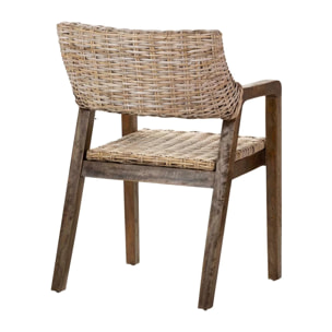 Silla Con Brazo Ratan Madera Natural 54x57x81 Cm