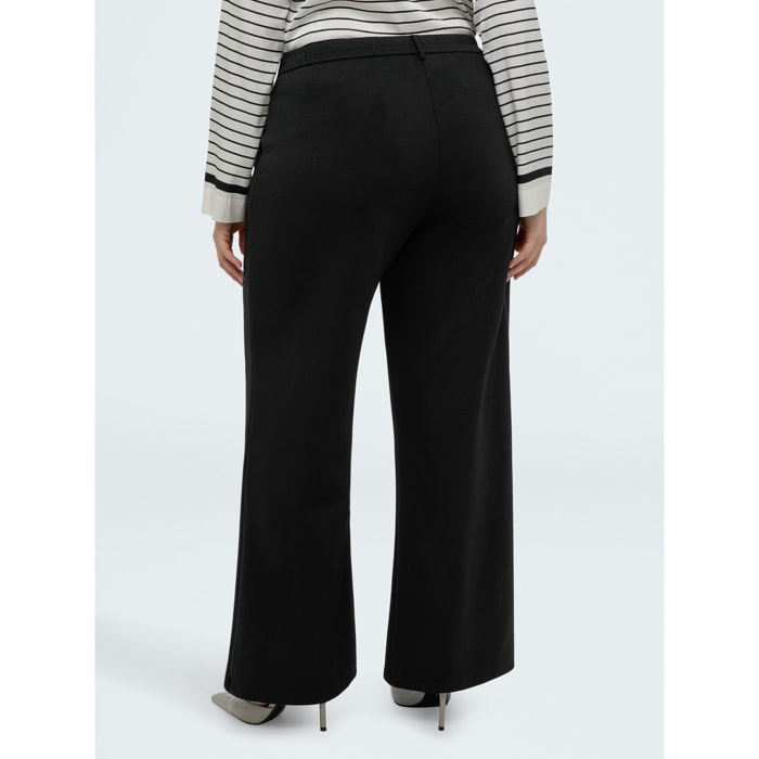 Fiorella Rubino - Pantalones Wide Leg en tejido scuba - Negro