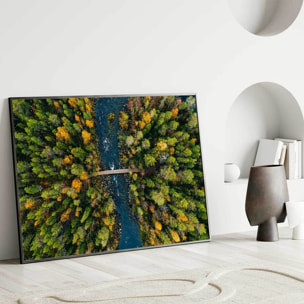 Affiche encadrée forêt d’automne vue du ciel Affiche + cadre en métal - Noir