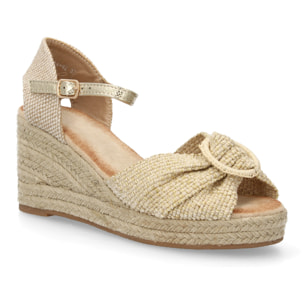 Sandalia cuña esparto lazo mujer