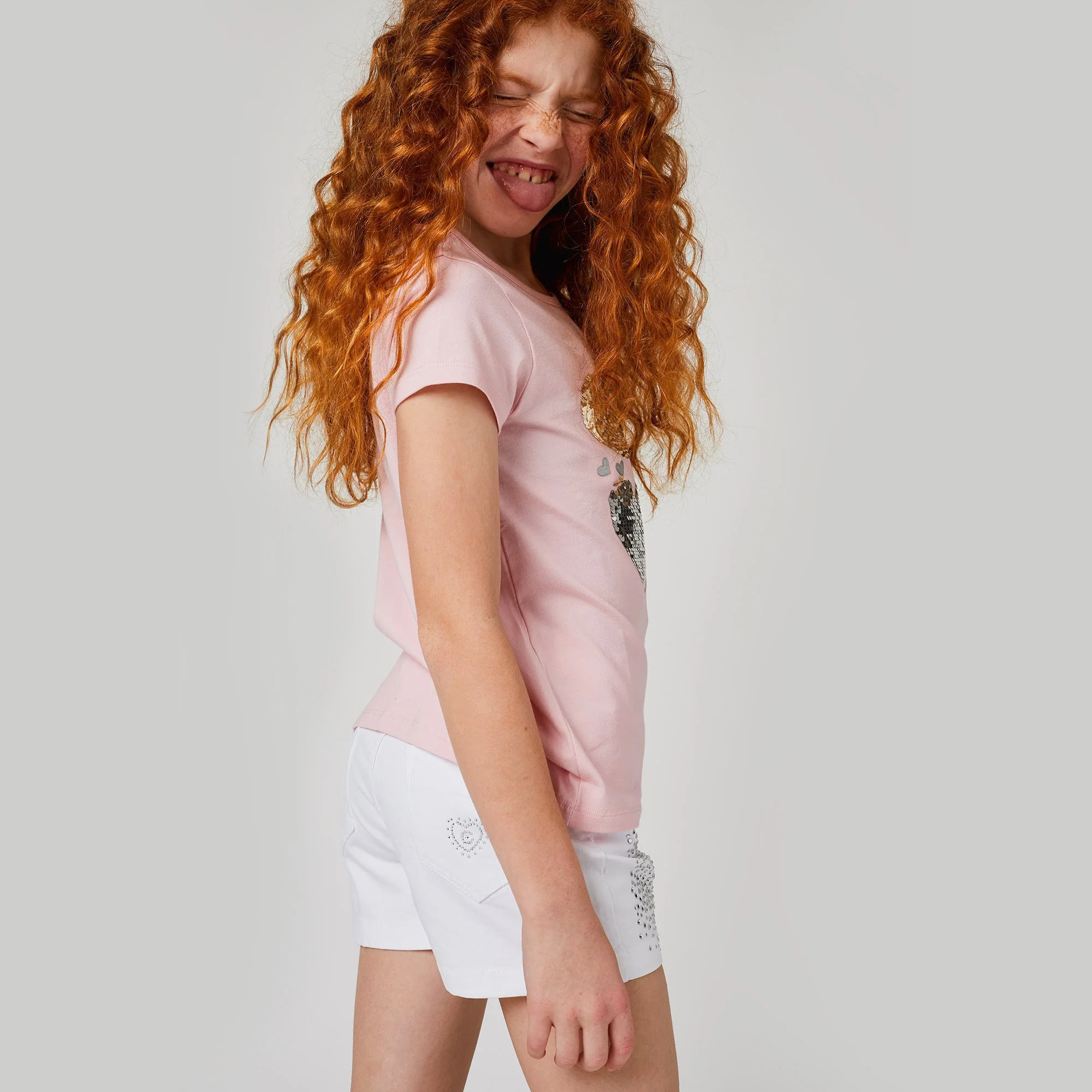 Shorts vaqueros blancos con strass para niñas