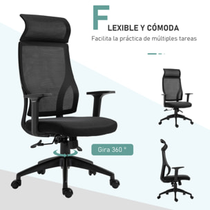 Silla de Oficina Ergonómica 64x61x120,9-128,9 cm Negro