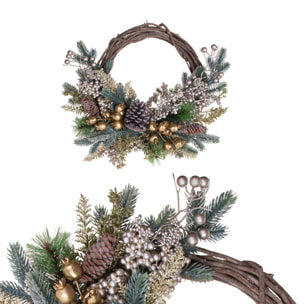 Corona dm willow abete ilex e pigne - Pezzi 1 - ORO - Bianchi Dino SpA