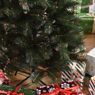 HOMCOM árbol de Navidad 150 cm Artificial con 219 Agujas de Pino de PVC Ignífugo Base Plegable y Soporte de Acero Montaje Rápido Decoración Navideña para Interiores Verde