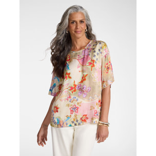 Elena Mirò - Blusa estampada en sarga de viscosa - Rojo