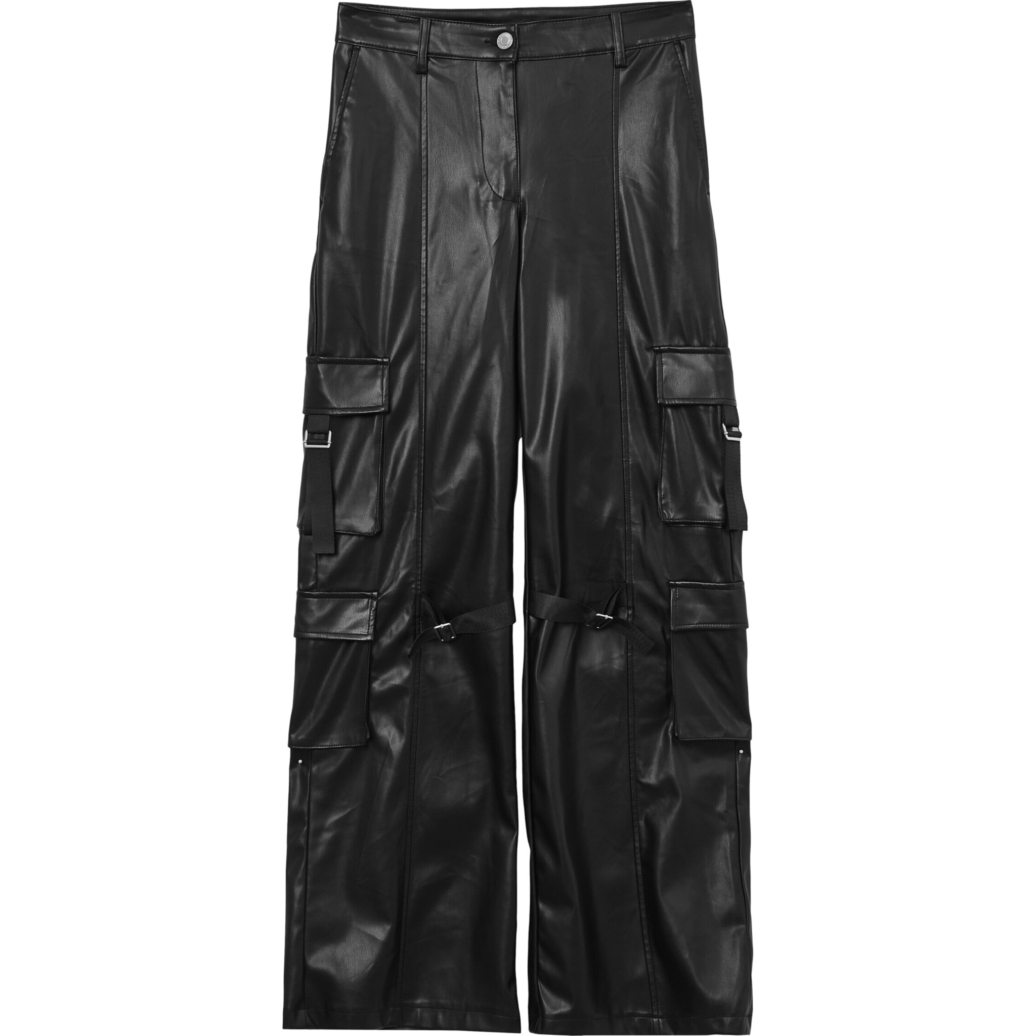 Pantalone cargo effetto pelle