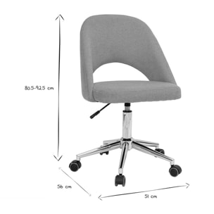 Chaise de bureau à roulettes en tissu effet velours texturé jaune moutarde et acier chromé COSETTE