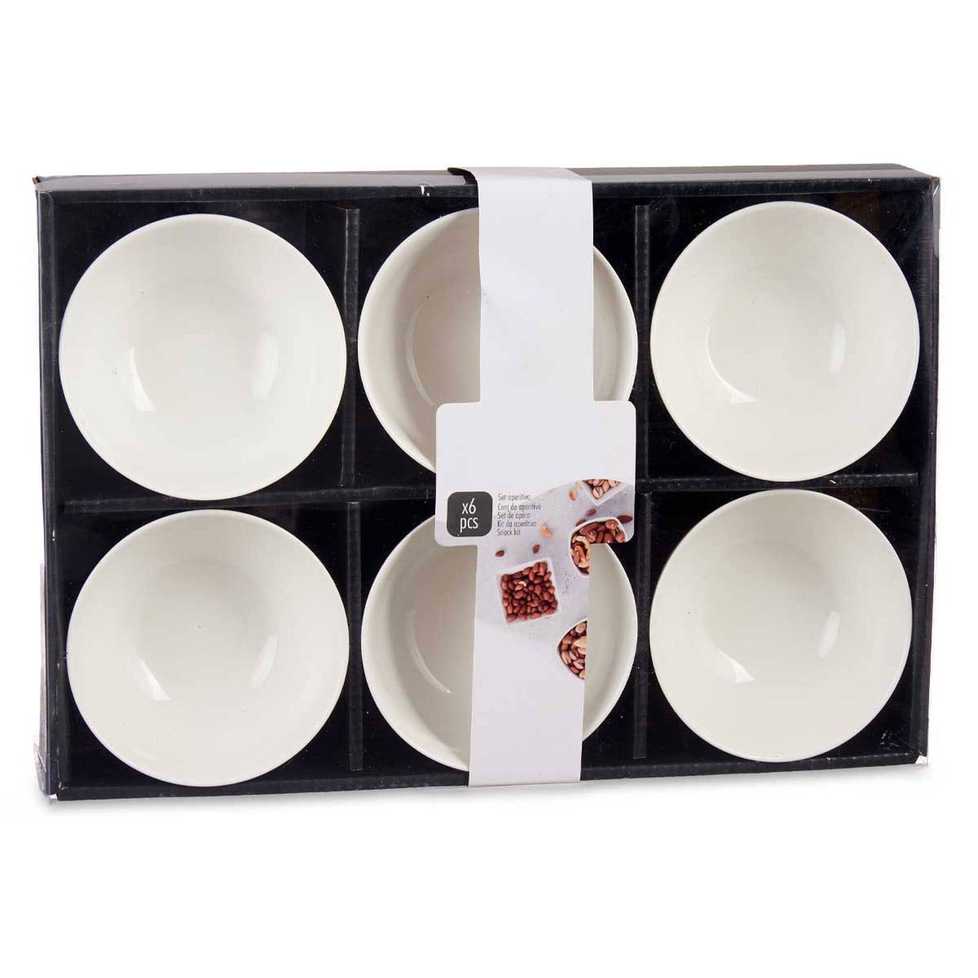 Set 6 cuencos porcelana blanca aperitivo colección vessia