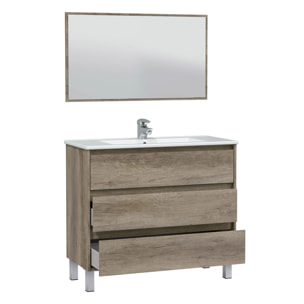 Mueble baño devin 3c 100cm color nordik con espejo, sin lavabo