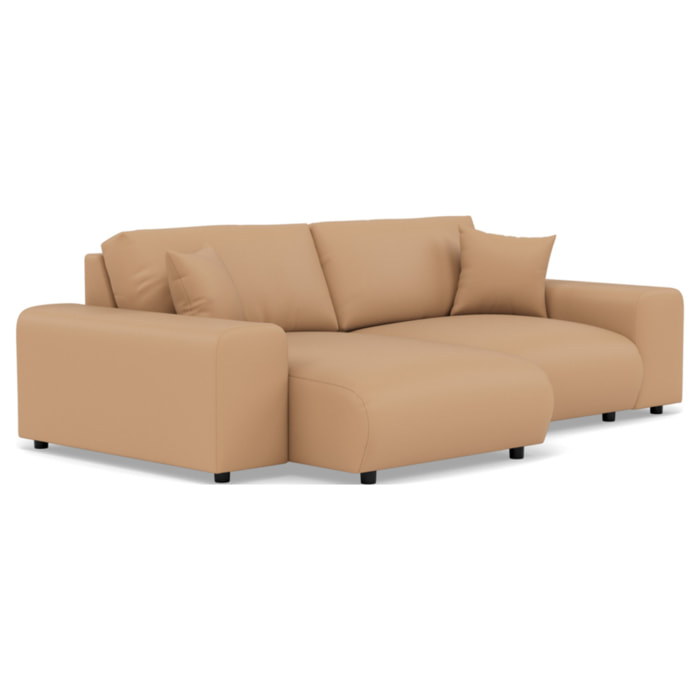 Garance - canapé d'angle réversible 4 places en simili - Taupe
