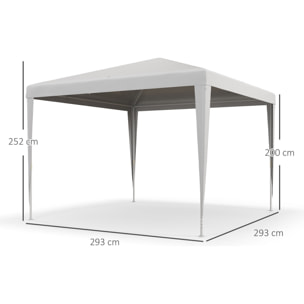 Carpa Desmontable 3x3 m Cenador Pabellón de Jardín con 4 Orificios de Drenaje y Marco de Acero Anti-UV Gazebo para Terraza Patio Exterior Camping Blanco