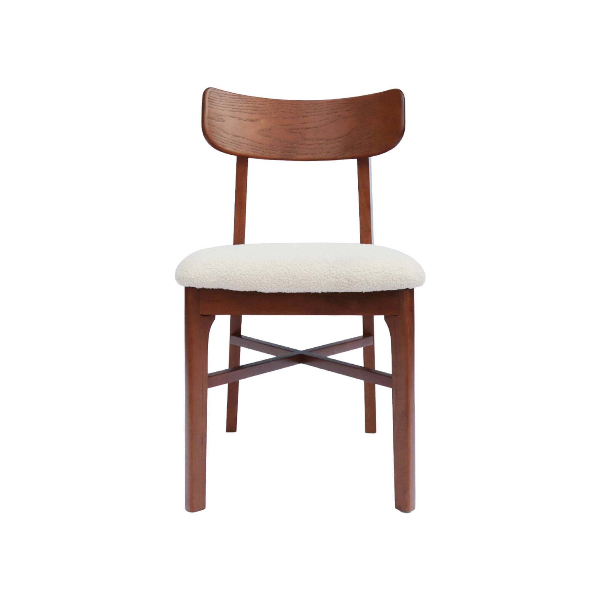 Chaise vintage bois d'hévéa et bouclette (lot de 2) THÉA