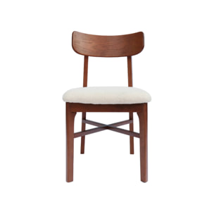 Chaise vintage bois d'hévéa et bouclette (lot de 2) THÉA