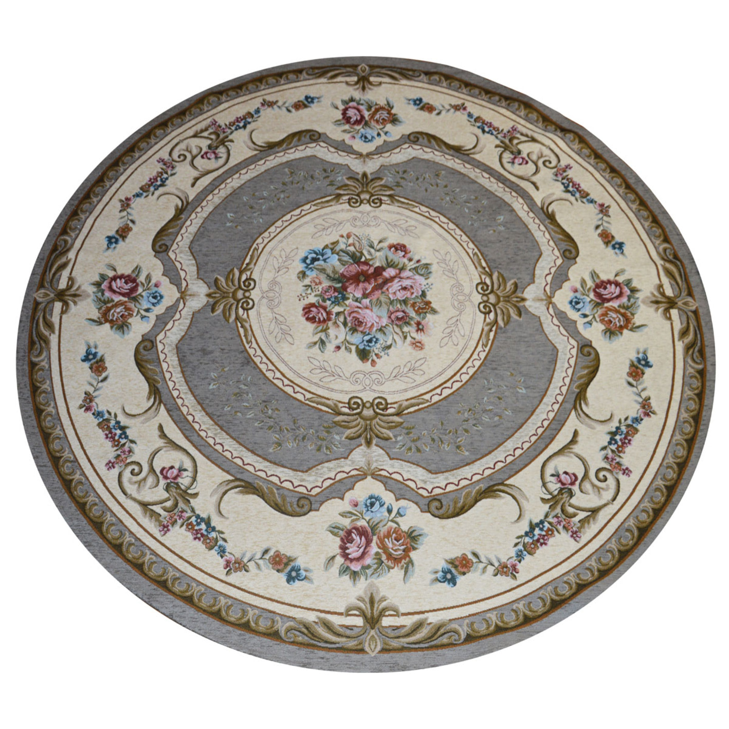 Tappeto Rotondo Salotto Aubusson Color Fango