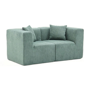 Canapé 2 places compact vert tissu chenille PLOVIA