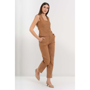 Kocca - Top da donna in cotone e lino con ricamo floreale Donna