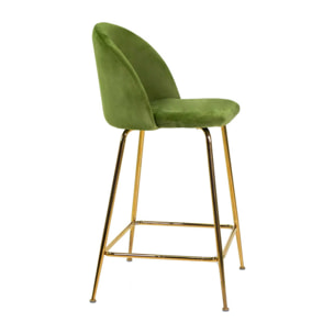 Sgabello Sammi Vacchetti in velluto verde con struttura oro cm44x48h91