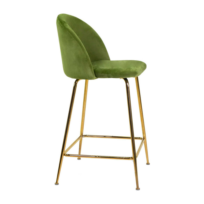 Sgabello Sammi Vacchetti in velluto verde con struttura oro cm44x48h91