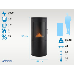 Estufa de etanol en acero puerta de cristal templado BESTFIRE COMPACT B PURLINE 3000 W