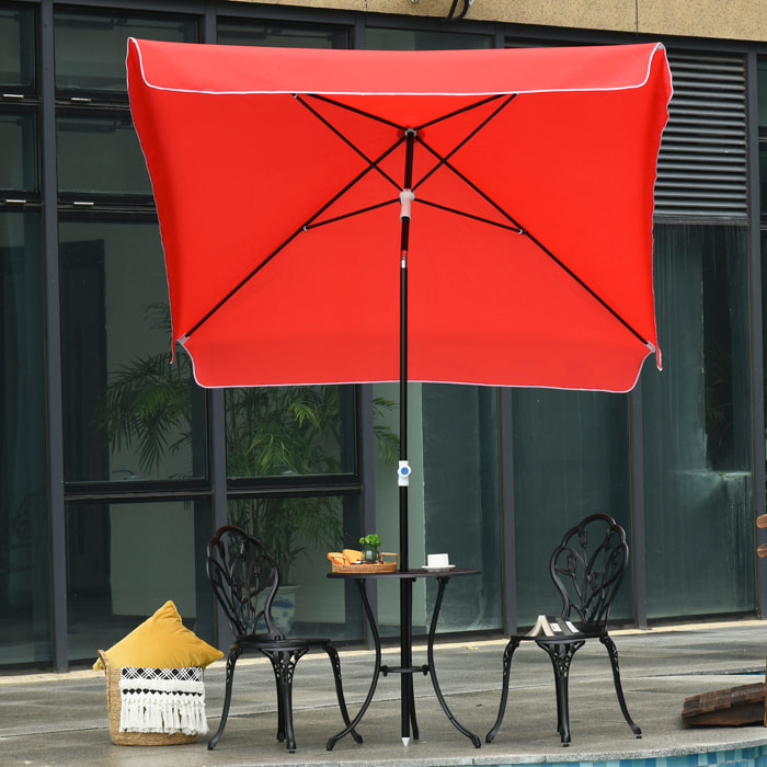 Parasol inclinable rectangulaire métal polyester haute densité 2L x 2l x 2,6H m rouge