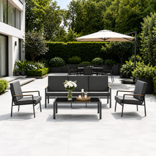 Salon de jardin 5 places en aluminium gris foncé DERWENT