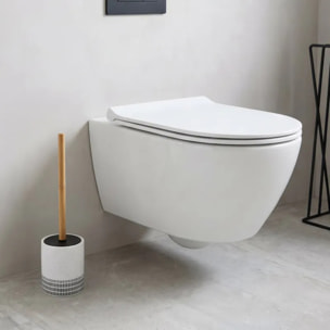 Brosse Wc avec support polyrésine & bambou YUMA Noir & Blanc Spirella