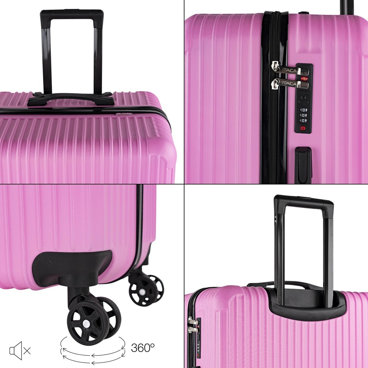 Juego De Maletas Rígidas Abs Itaca Ness Fucsia