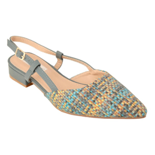 Ballerine slingback in tessuto multicolore