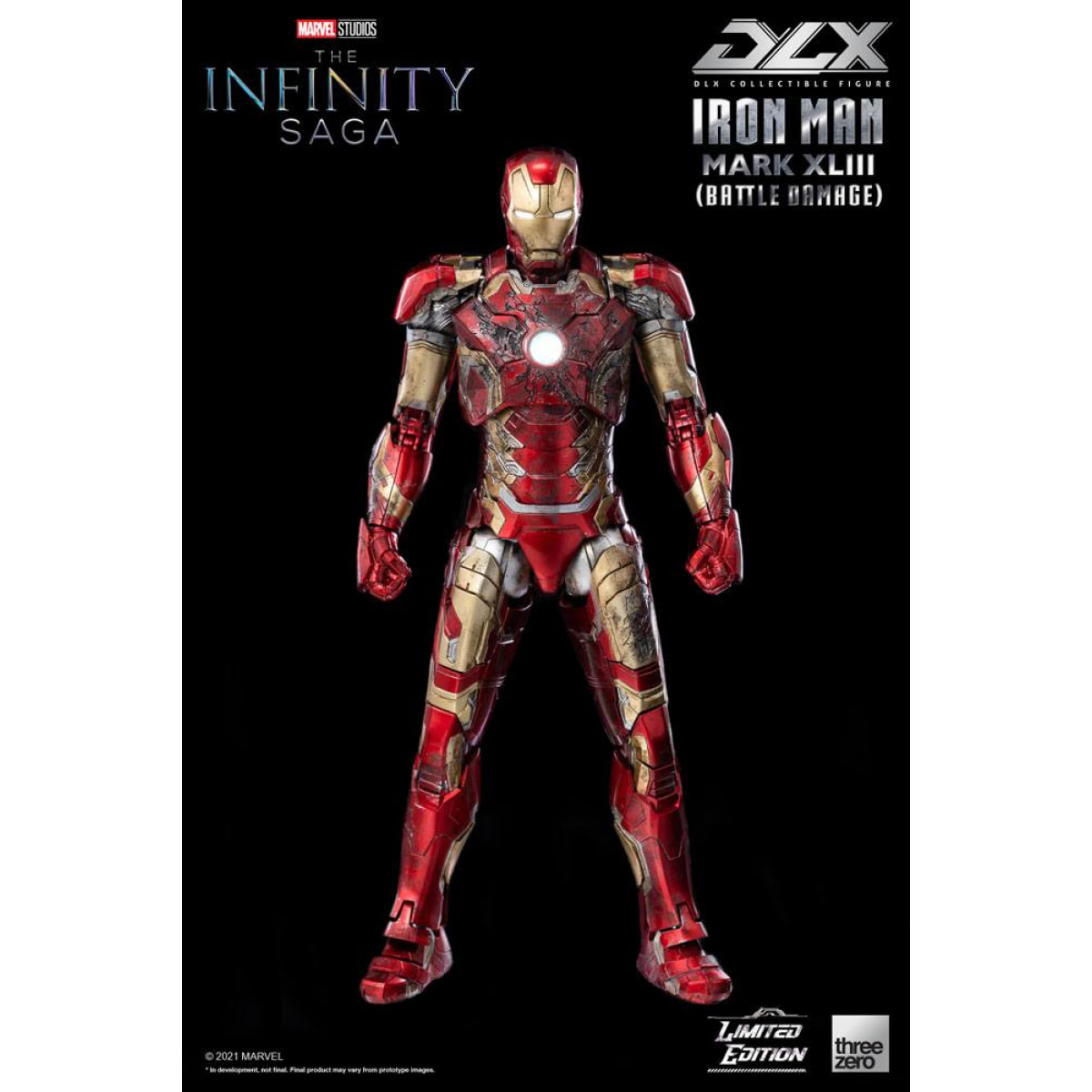 Infinity Saga Dlx Action Figura 1/12 Iron Man Mark 43 (battle Damage) Edizione Limitata 17 Cm Threezero