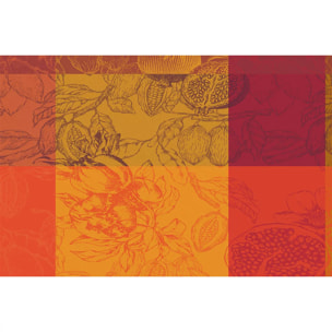 Set pur coton motif jacquard orange rouge Mille senteurs epices