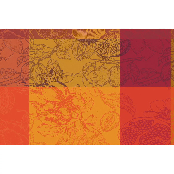 Set pur coton motif jacquard orange rouge Mille senteurs epices