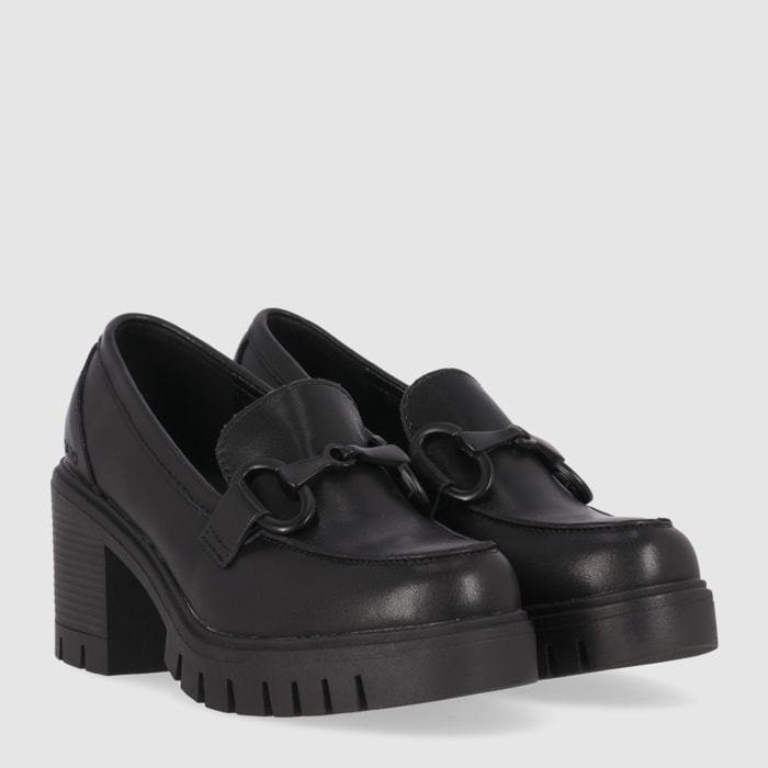 Zapatos de Piel - Negro - Tacón: 7 cm